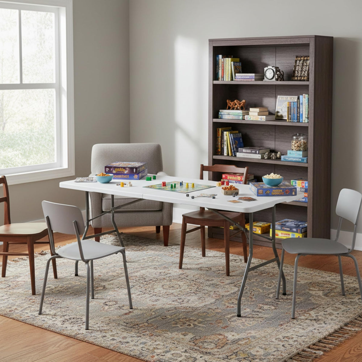 6FT White Folding Table with Carry Handle S73668