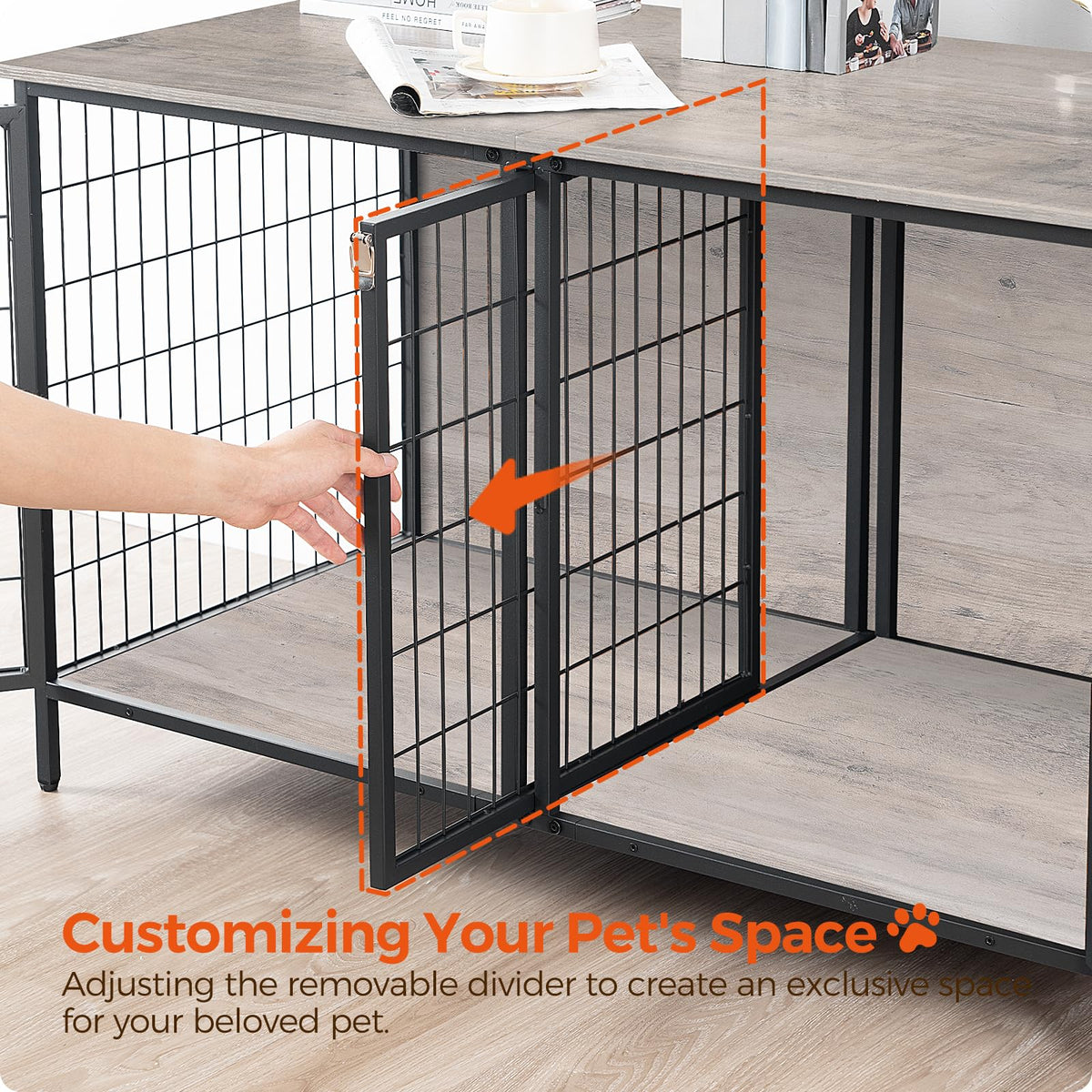 Greige Dog Crate Furniture L91011