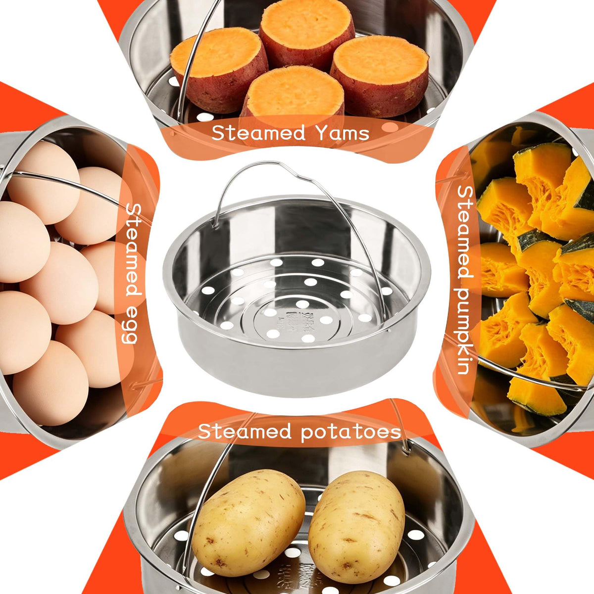 304 Stainless Steel Steamer Basket with Handle Q774695