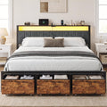 King Size Bed Frame with Storage Headboard and 3 Drawers T732