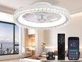 20" White Flush Mount Ceiling Fan with Light V69928