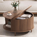 Round Coffee Table with Storage, 31.5", Walnut G3737
