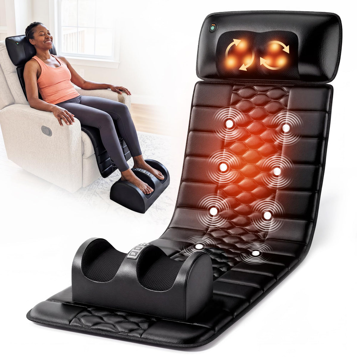 10 Motors Vibrating Heating Full Body Massage Mat M7556