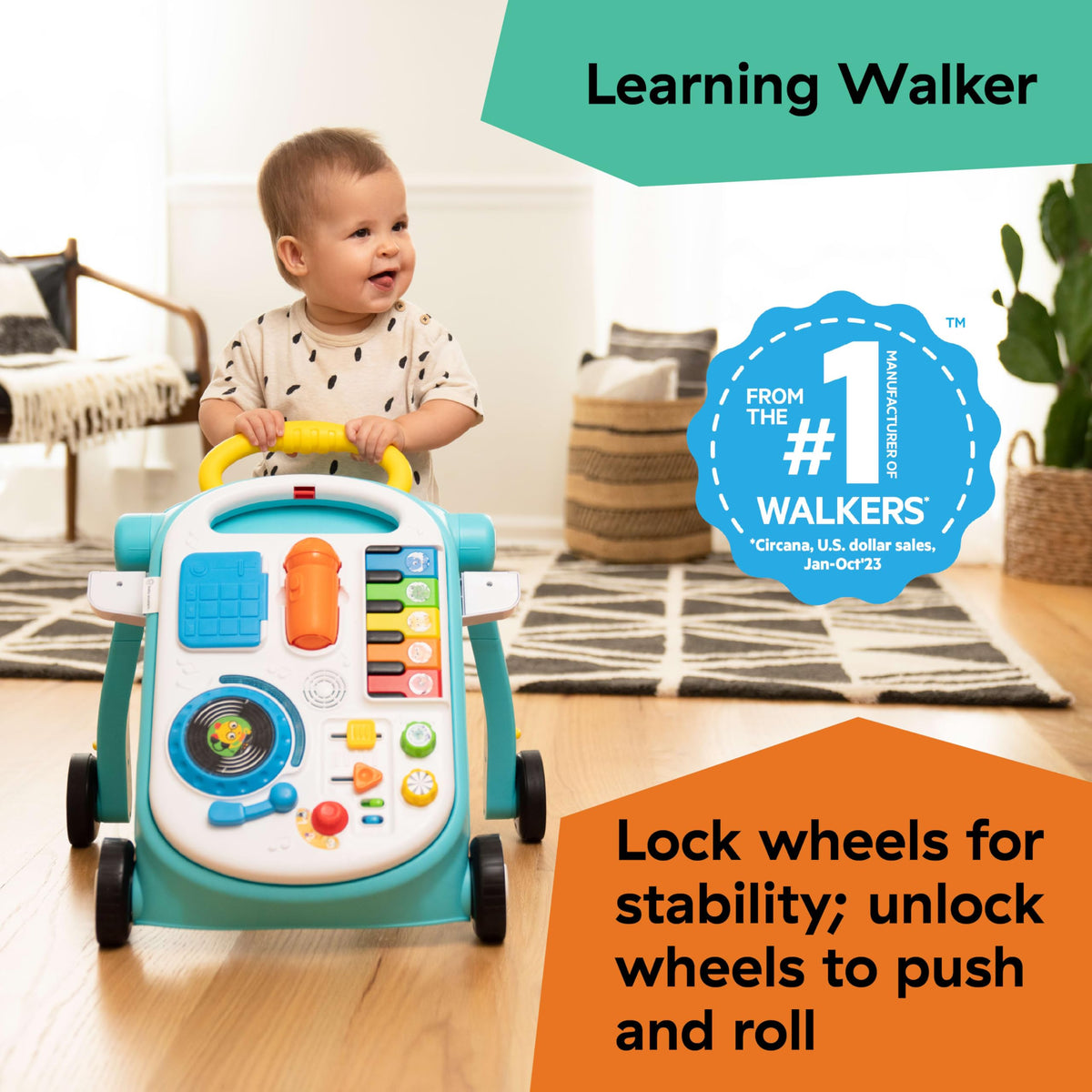 4-in-1 Push Walker Activity Center Toddler Table Floor Toy O10150