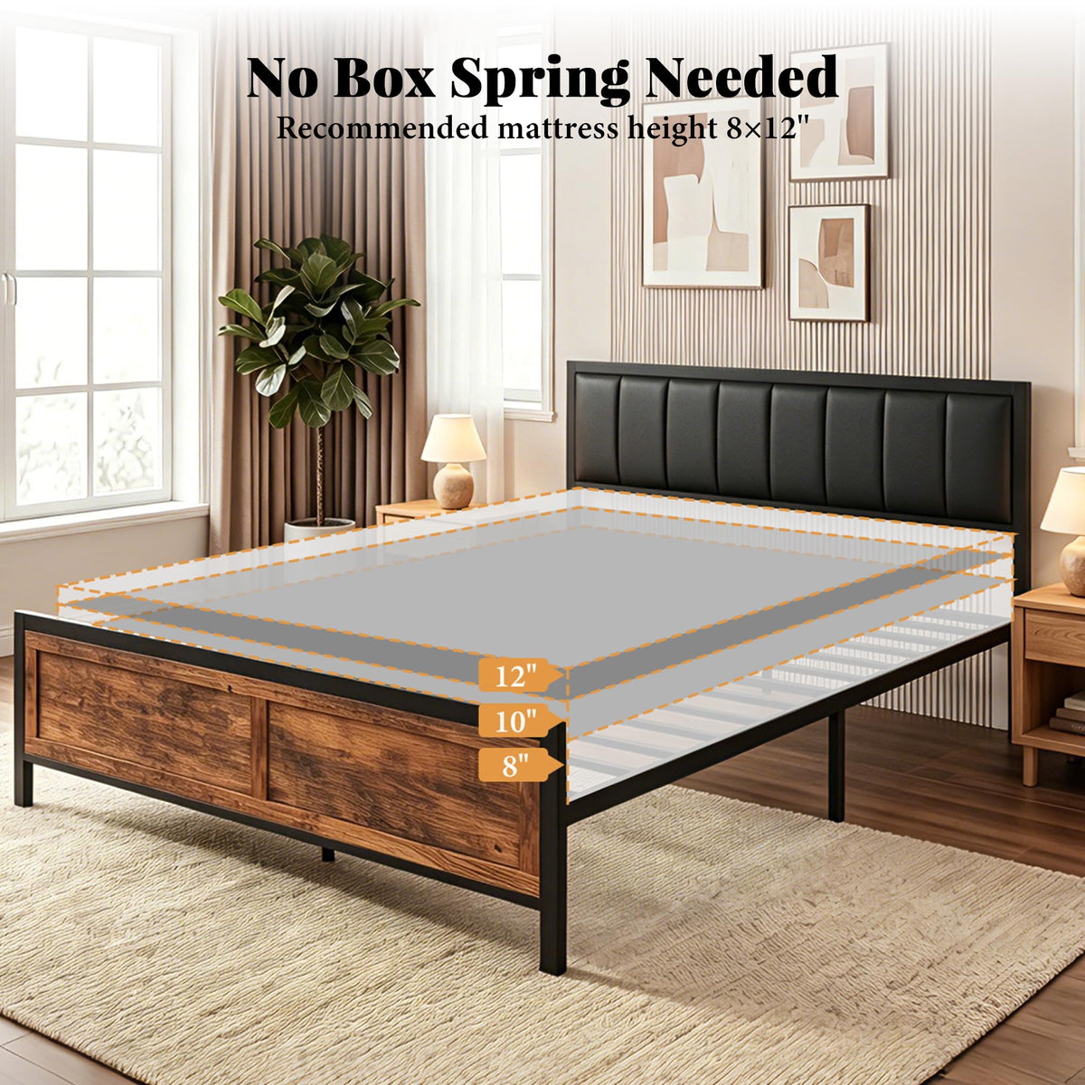 Full Size Metal Bed Frame with Headboard and Footboard I659