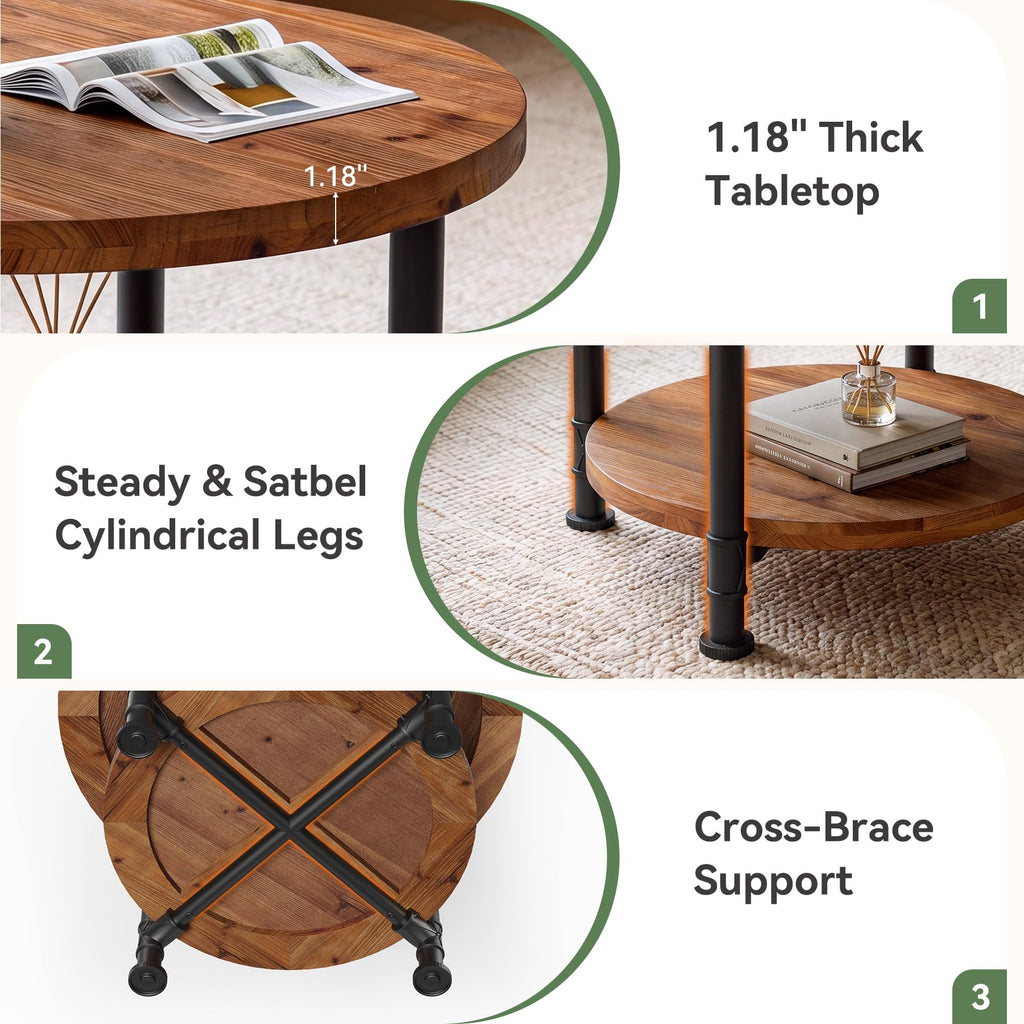 Solid Wood Round Coffee Table D285