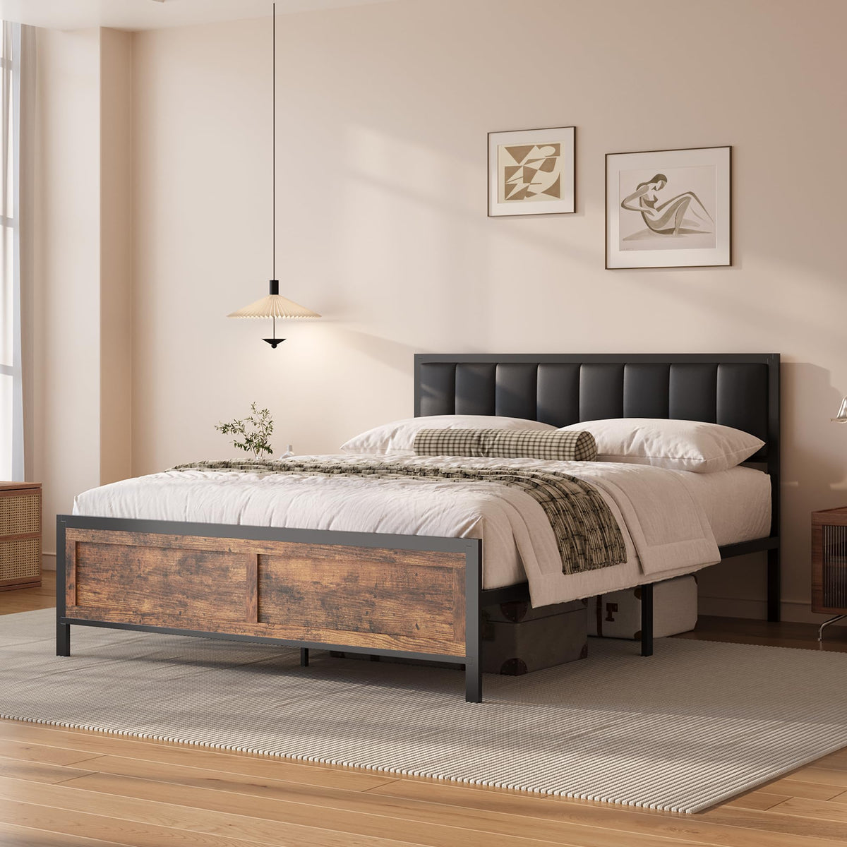 Full Size Metal Bed Frame with Headboard and Footboard I659