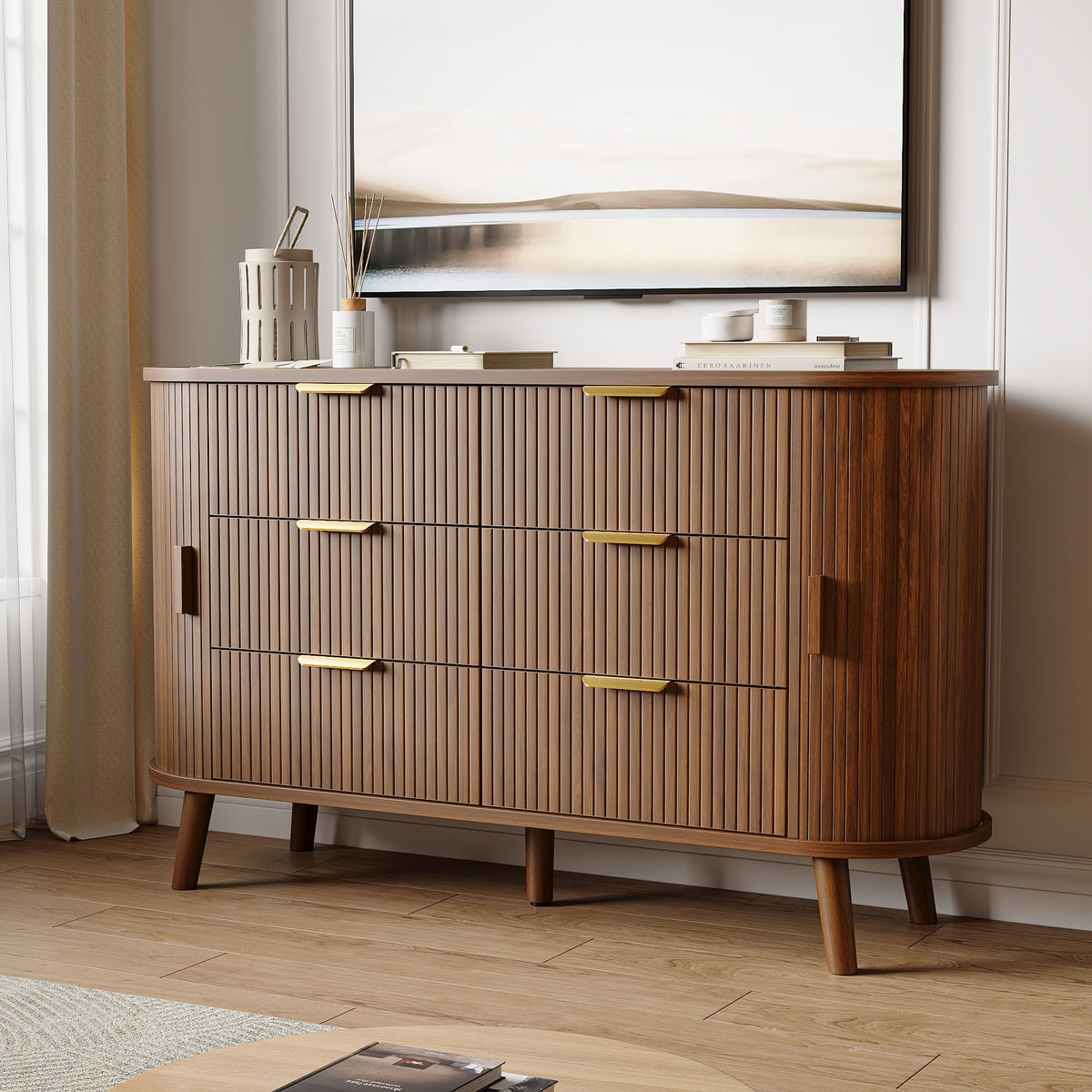 Fluted 6 Drawer Dresser D5431