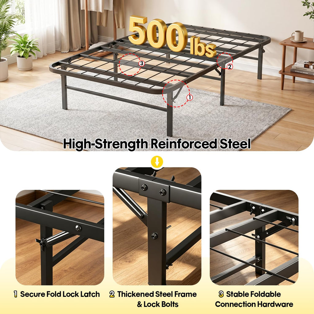 Twin Metal Bed Frame with 6 Legs M28361