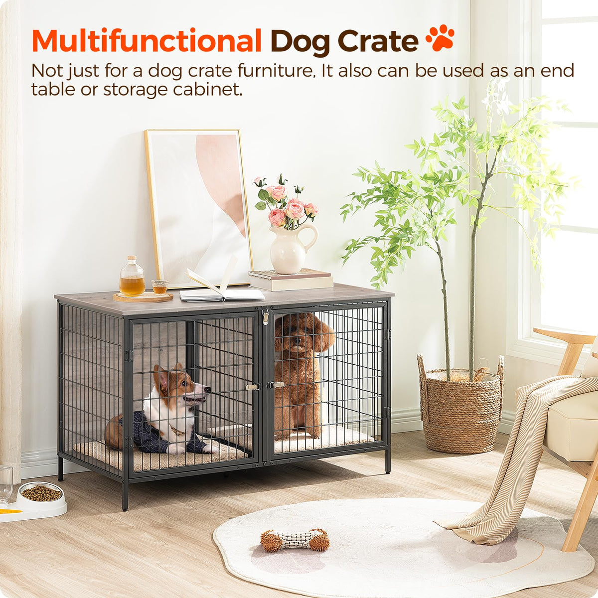 Greige Dog Crate Furniture L91011
