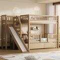 Twin Over Twin Bunk Bed with Slide and Storage Drawers U418513