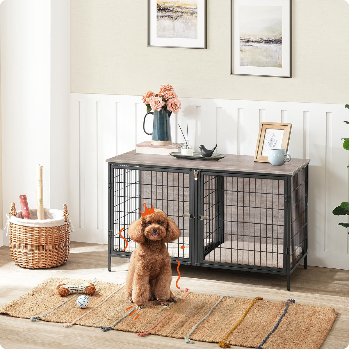 Greige Dog Crate Furniture L91011