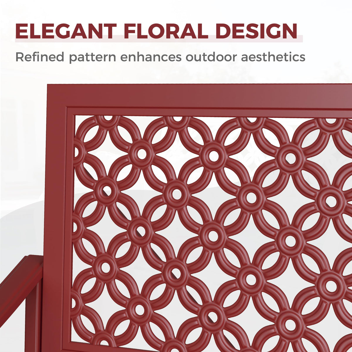 Cherry Red Metal Garden Bench R914878