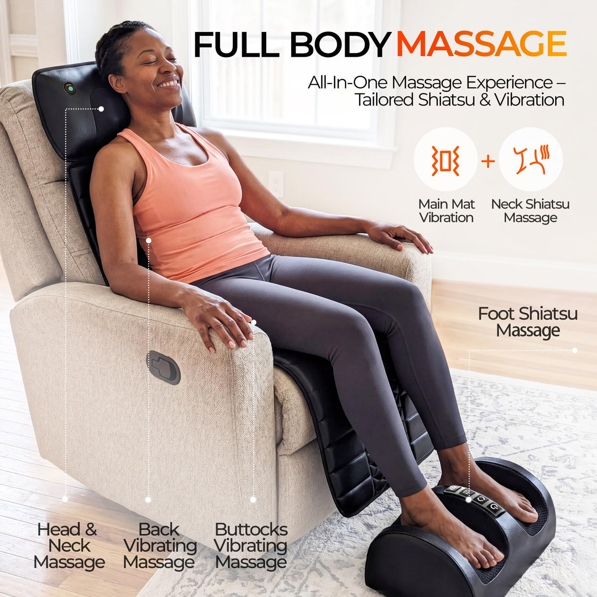 10 Motors Vibrating Heating Full Body Massage Mat M7556
