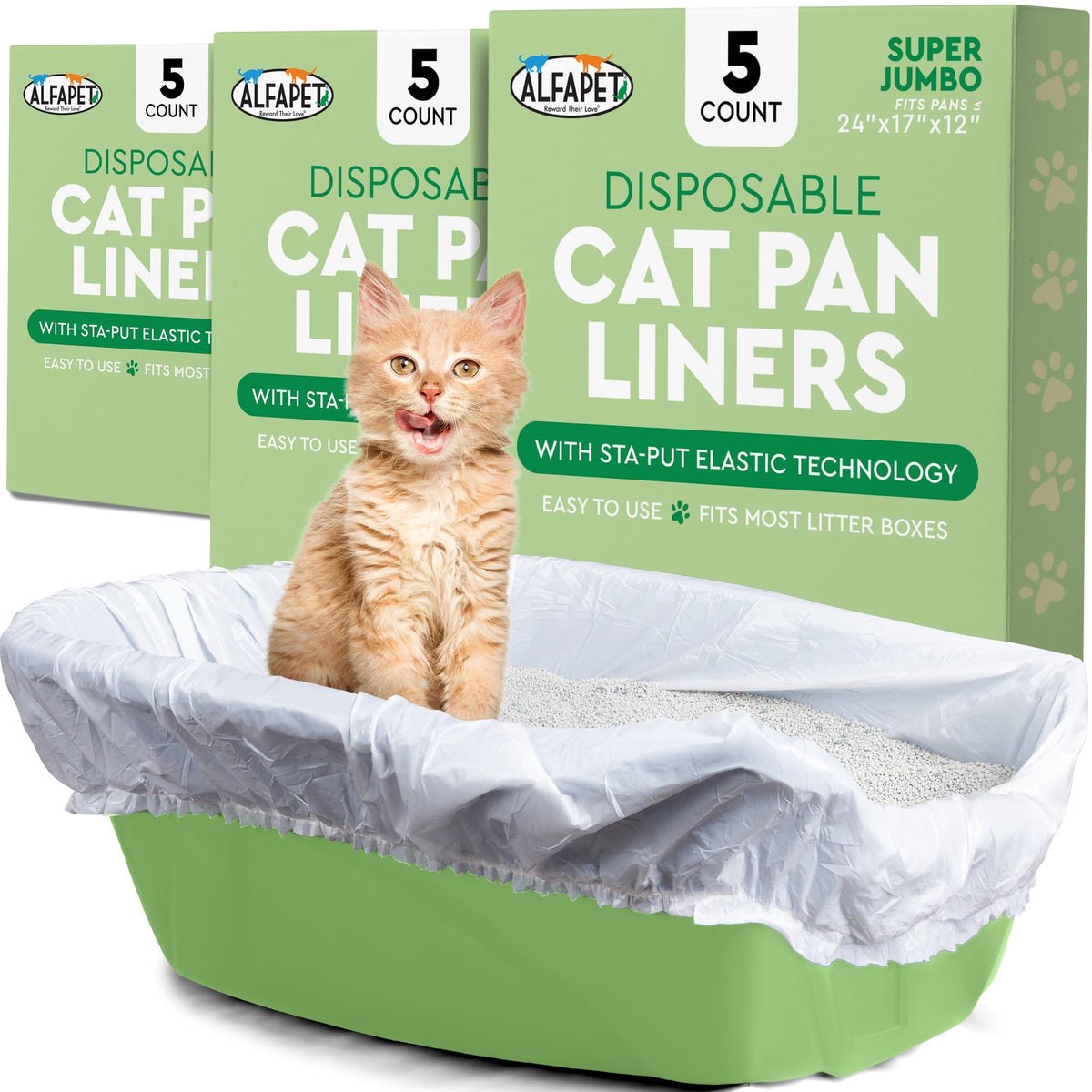 Super Jumbo 15Count Tear-Resistant Waterproof Cat Litter Box Liners B620