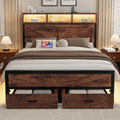 King Size Bed Frame with Storage Drawers and Charging Station Y301219