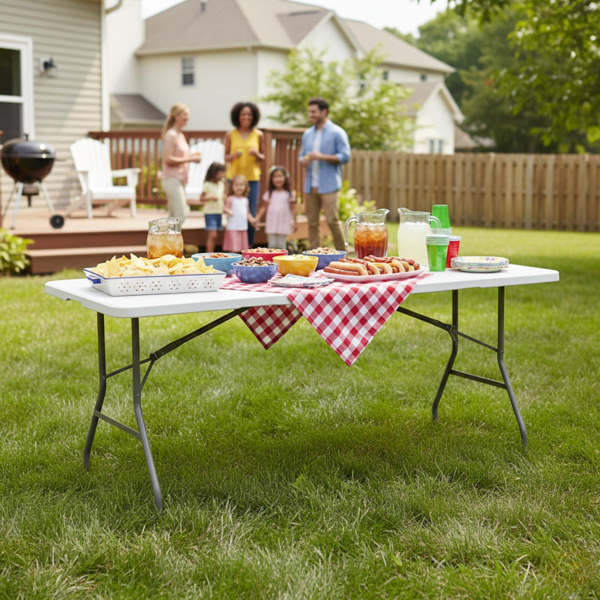 6FT White Folding Table with Carry Handle S73668