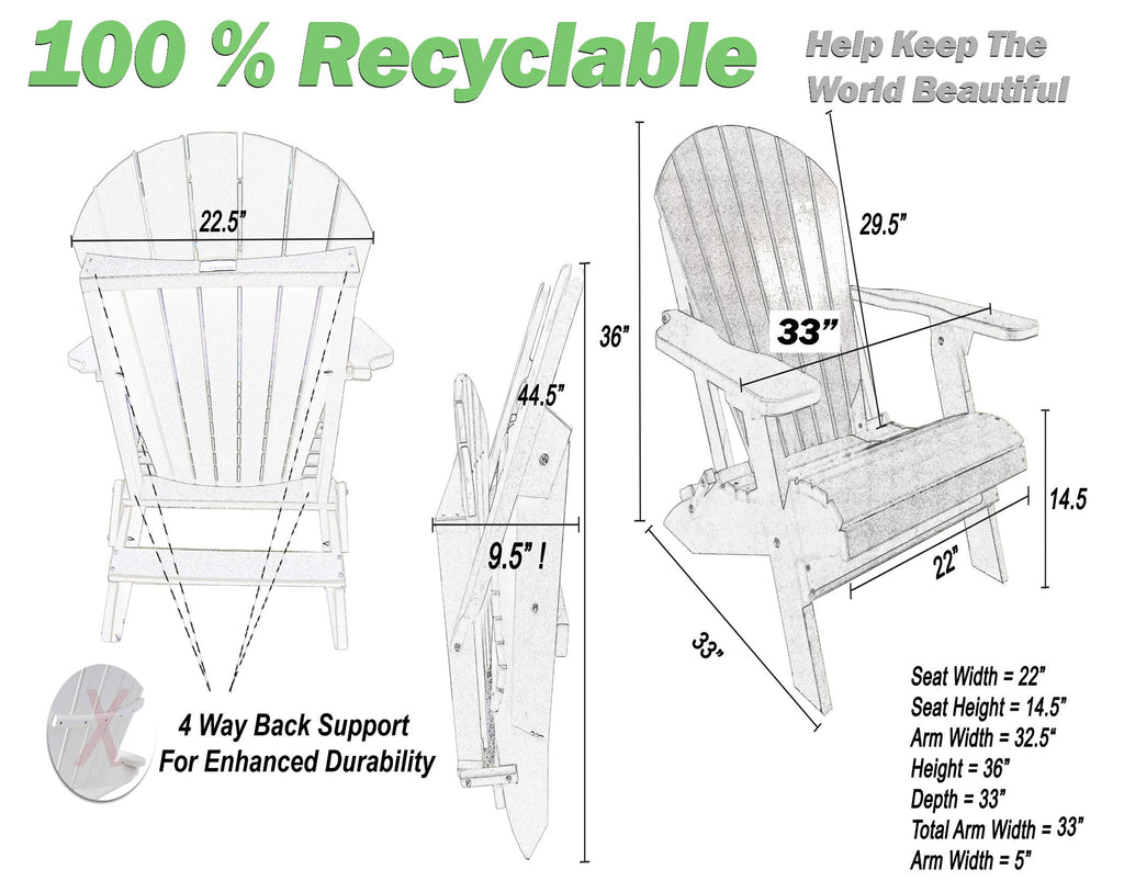 King Size Folding Adirondack Chair C6157