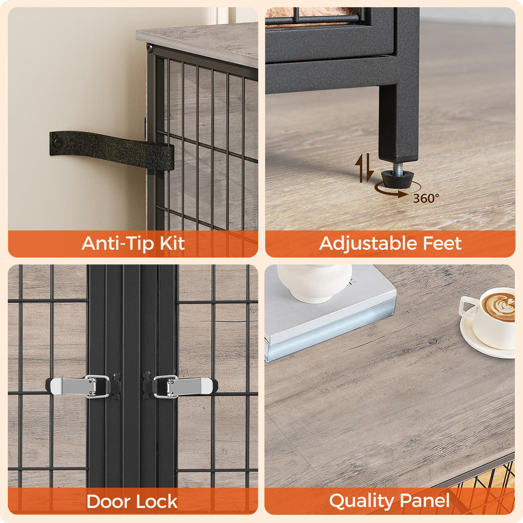 Greige Dog Crate Furniture L91011