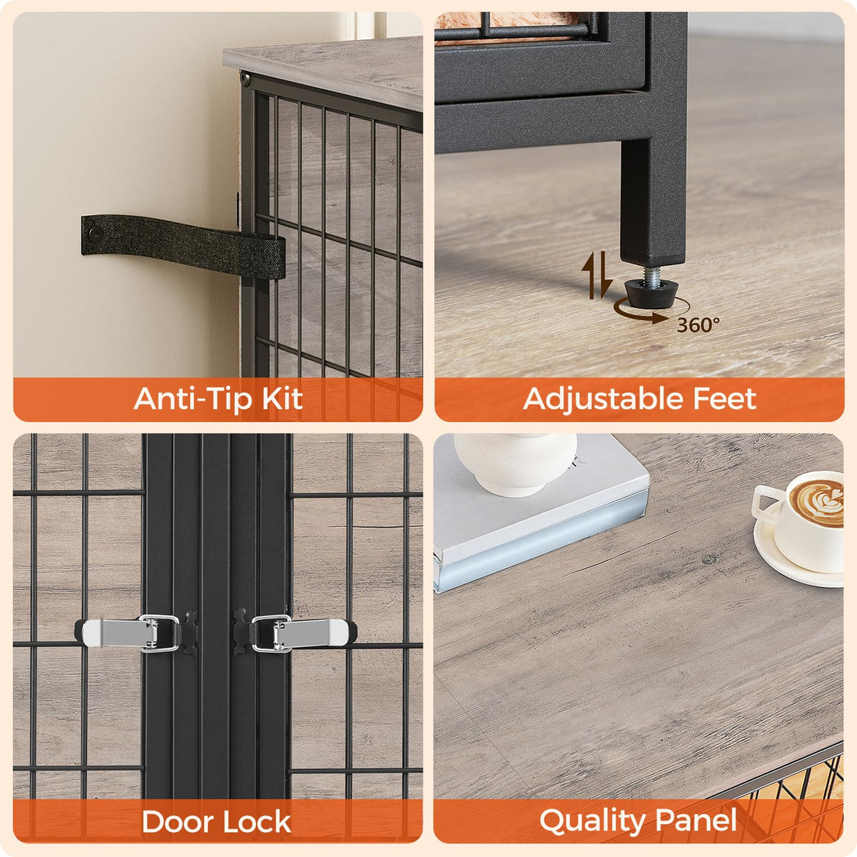 Greige Dog Crate Furniture L91011
