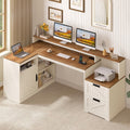 63" L Shaped Desk with Drawers and Printer Stand L662