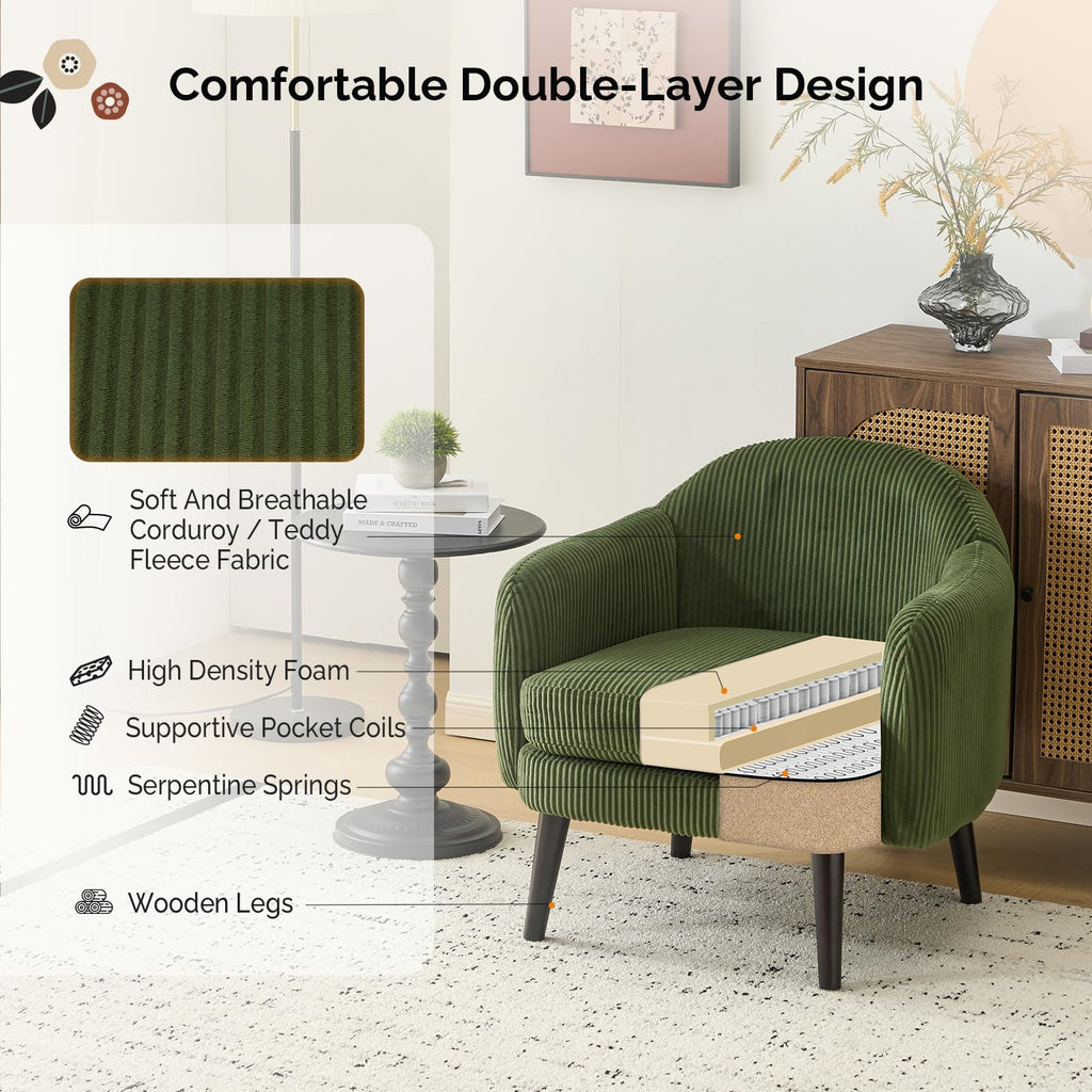 Green Corduroy Accent Armchairs Set of 2 V727124