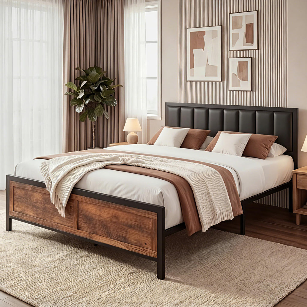 Full Size Metal Bed Frame with Headboard and Footboard I659
