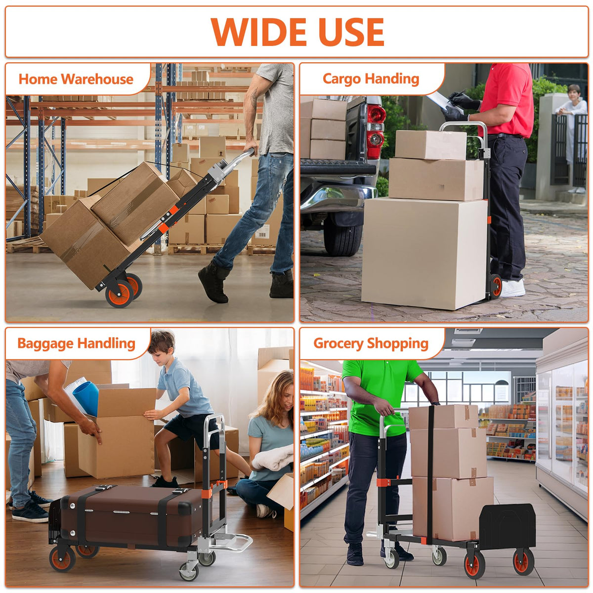 3-in-1 Folding Hand Truck, 500 lb Heavy Duty Steel Dolly C405275
