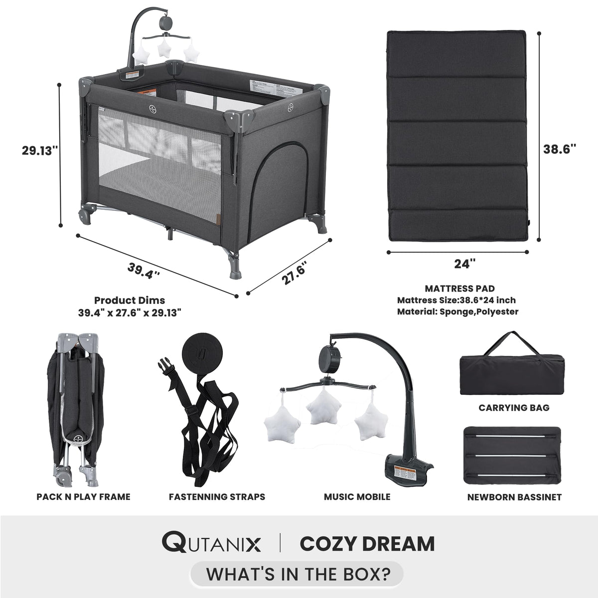 2-in-1 Pack and Play with Mattress, Bassinet and Playpen P26370