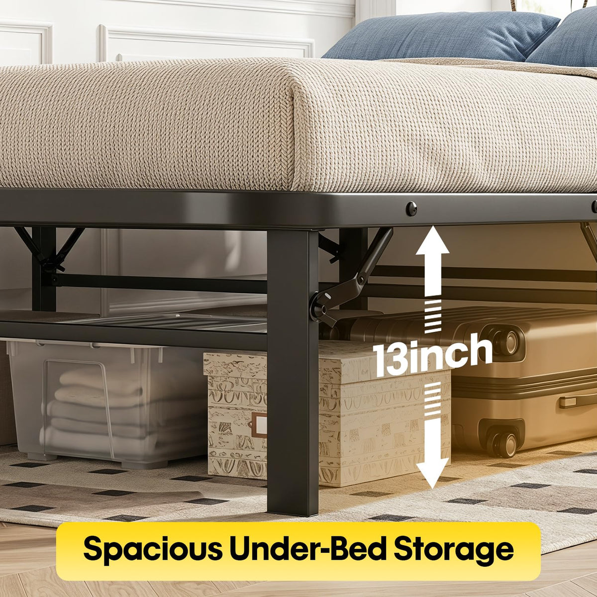 Twin Metal Bed Frame with 6 Legs M28361