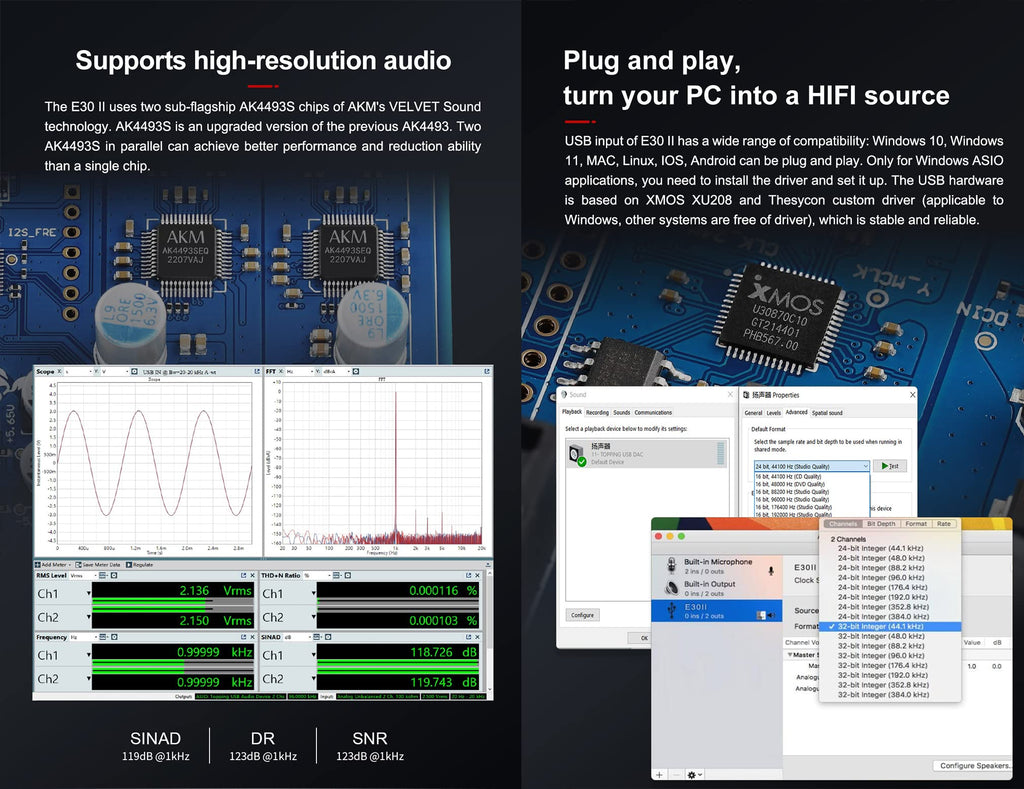Topping E30 II DAC Preamp Audio Decoder + Topping L30II NFCA Linear Headphone Amp B3238