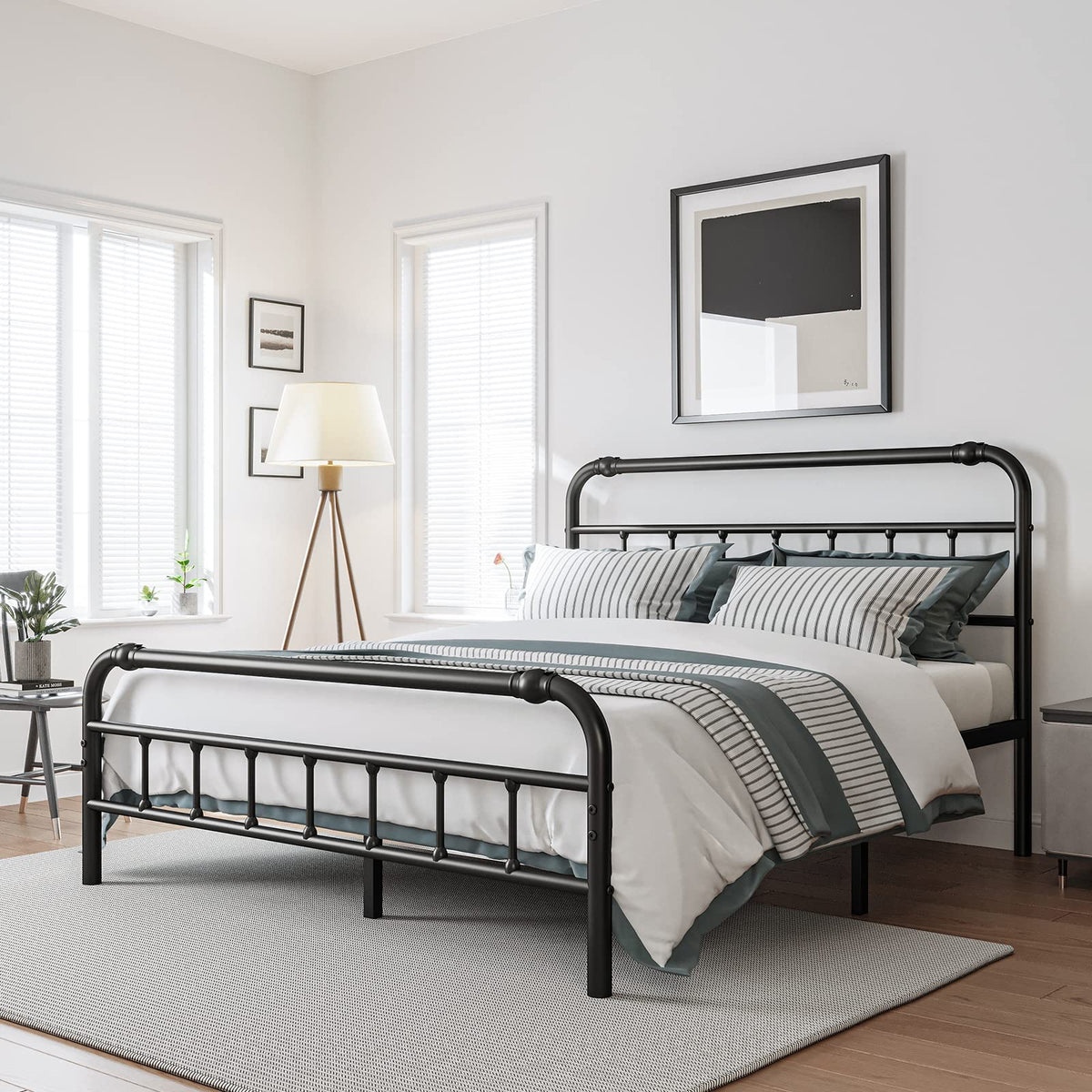 Full Size Metal Bed Frame with Iron Headboard F4406