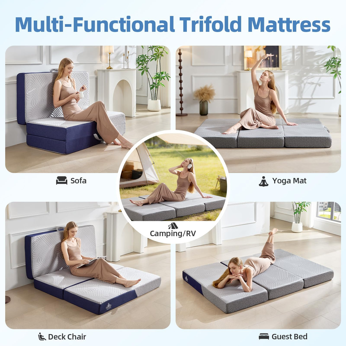 6 Inch Cooling Memory Foam Foldable Mattress Twin Size Y166237