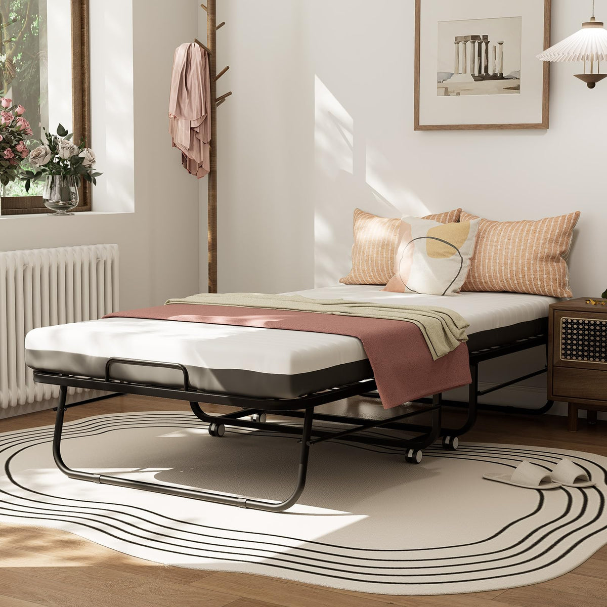 Folding Bed with Mattress 75''x31'' 5 Inch Memory Foam Metal Frame Y515304