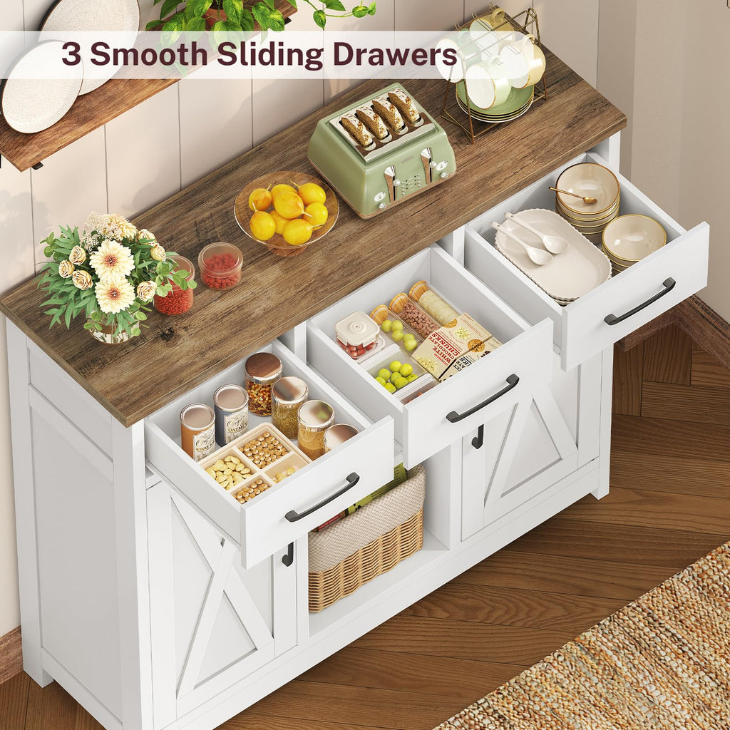 White Storage Cabinet with 3 Drawers and 2 Doors Q72298