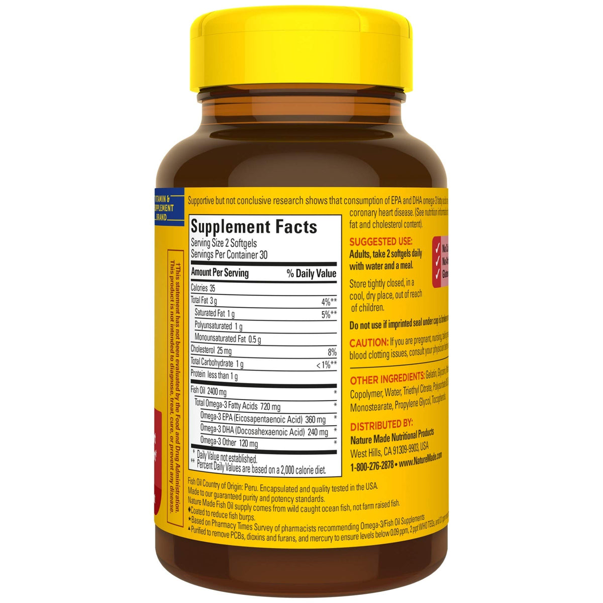 Fish Oil Omega 3 Supplement 1200 mg 60 Softgels R270567