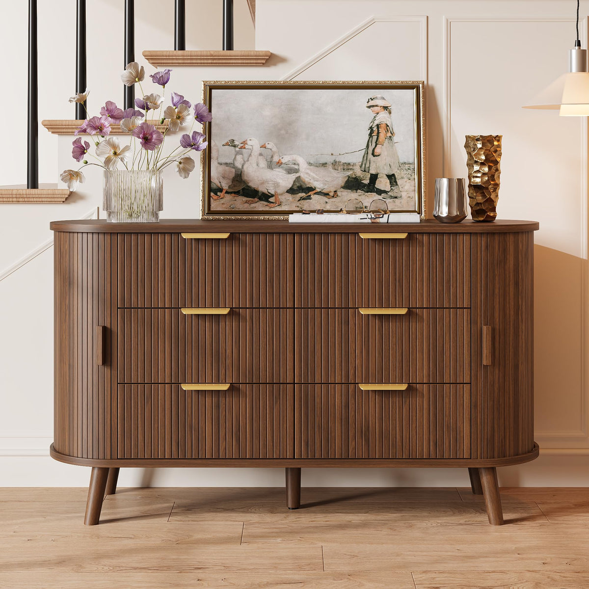Fluted 6 Drawer Dresser D5431