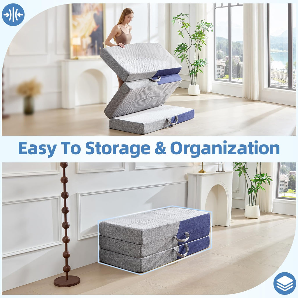 6 Inch Cooling Memory Foam Foldable Mattress Twin Size Y166237