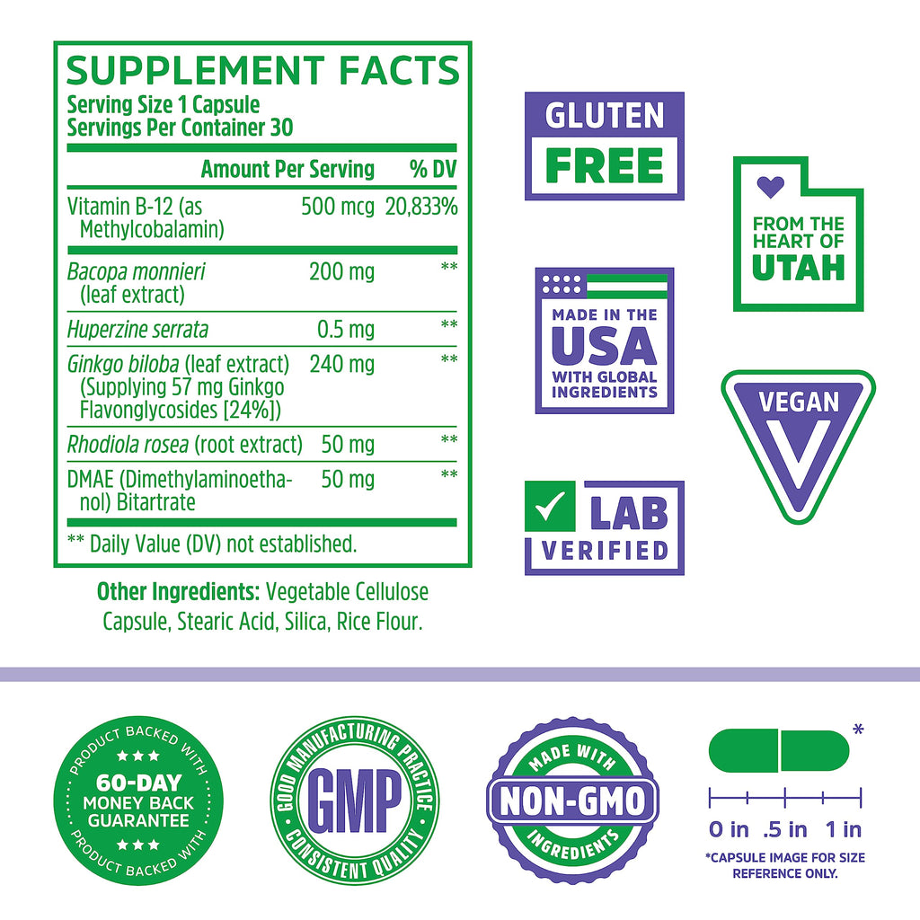 Brain Vitamins 30 Veggie Capsules P35324