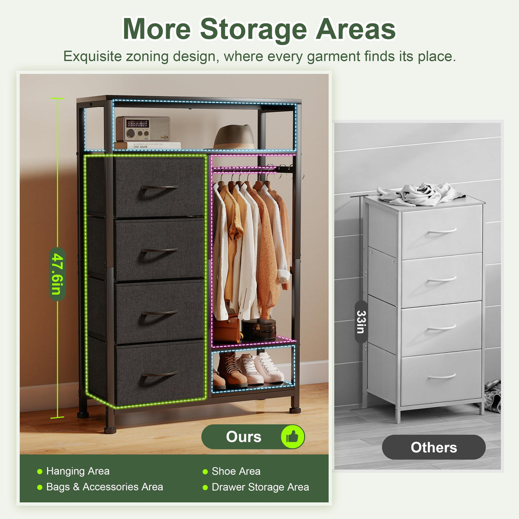 31.5" Dresser with Hanging Rack U1626