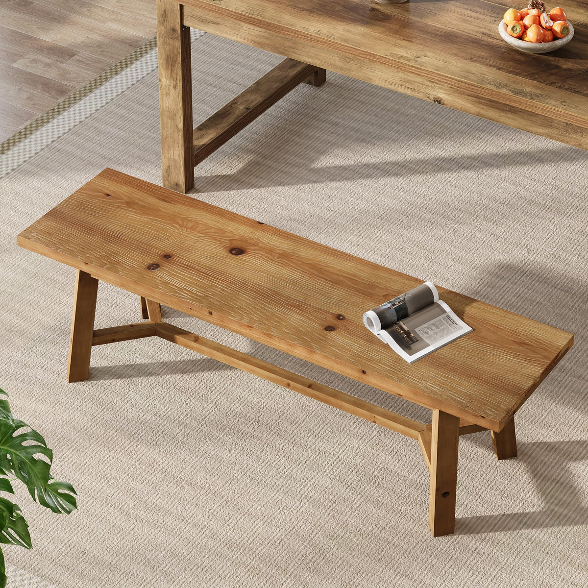 55" Solid Wood Bench S862897