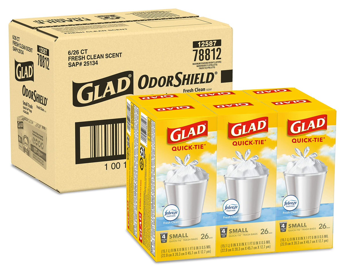 4 Gallon White Trash Bags, 26 Count (Pack of 6) T99225