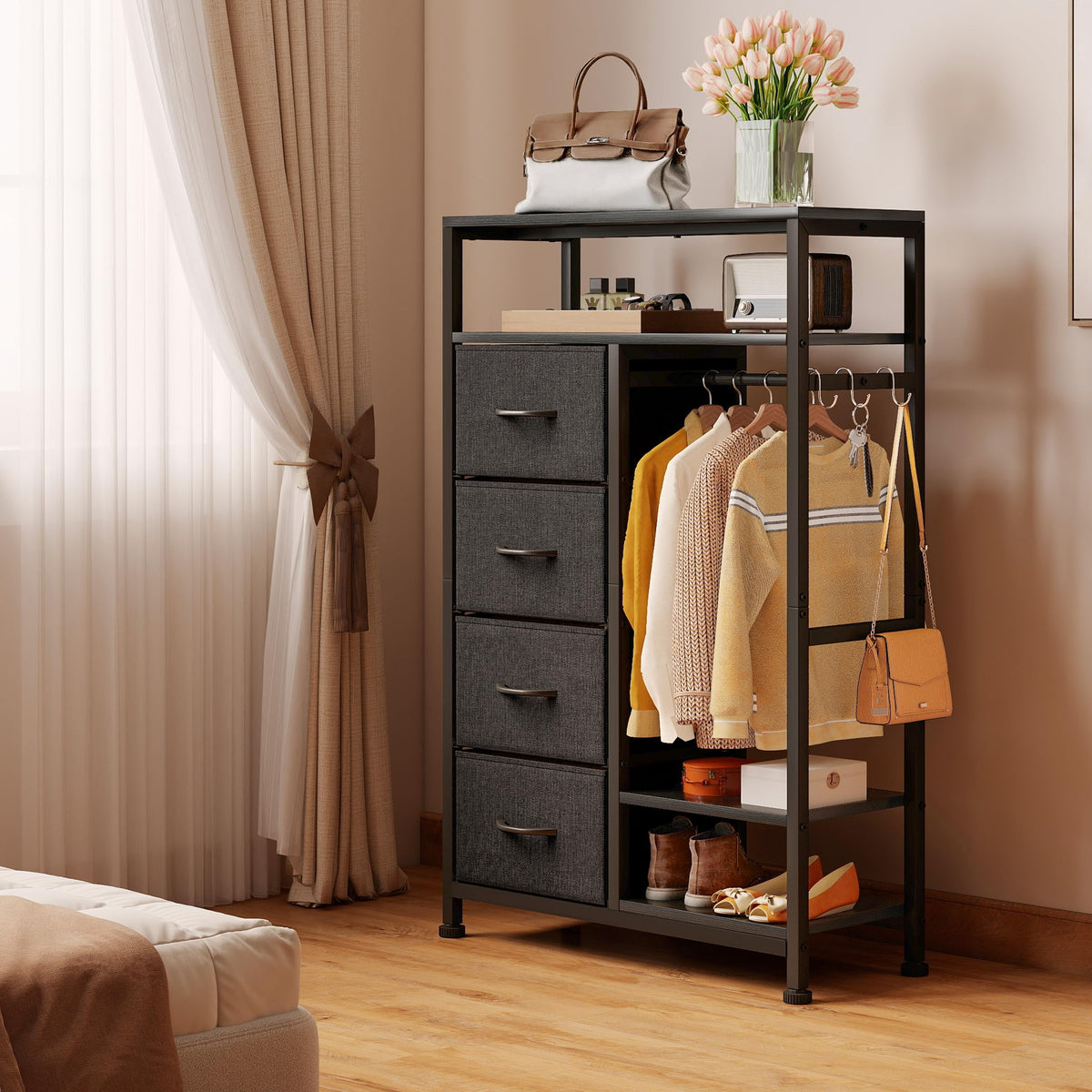 31.5" Dresser with Hanging Rack U1626