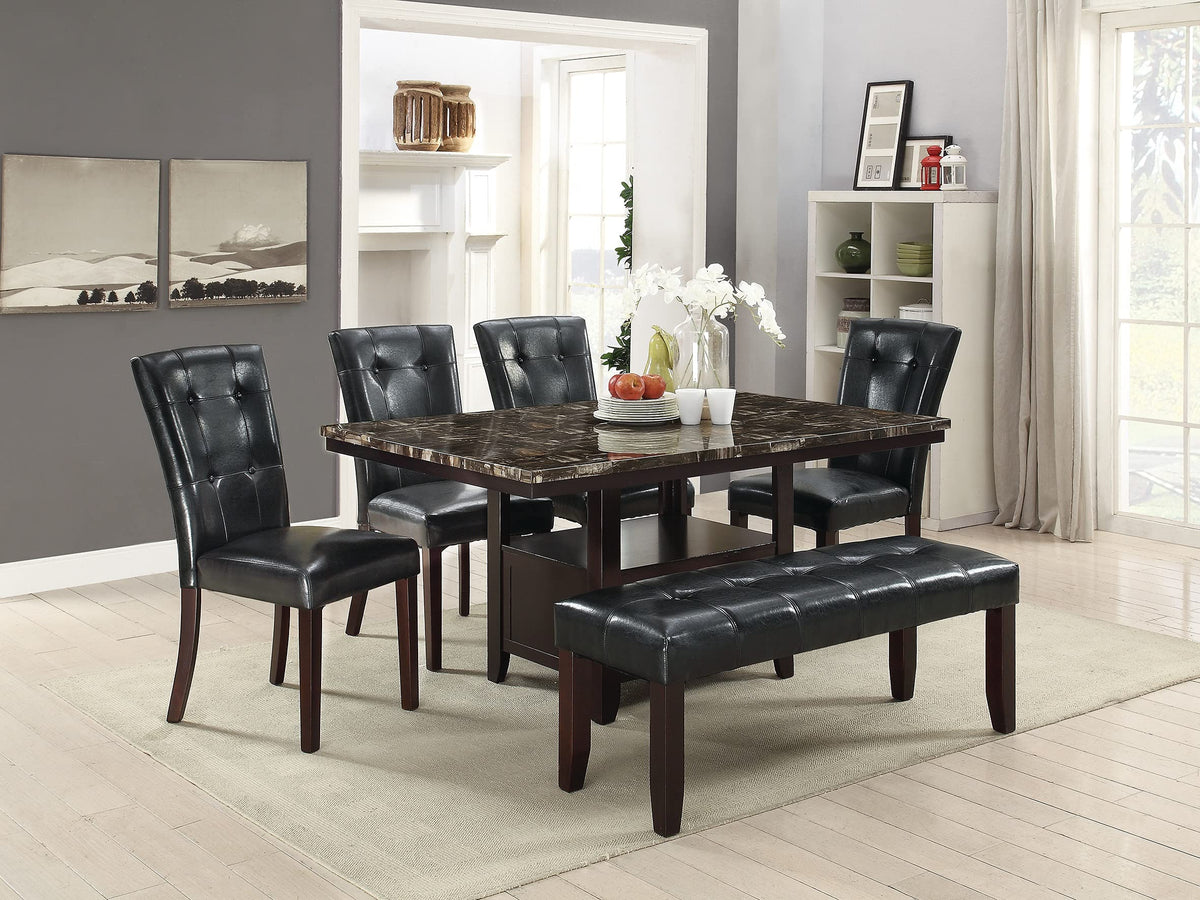 Set of 2 Black Faux Leather Tufted Dining Chairs B11710