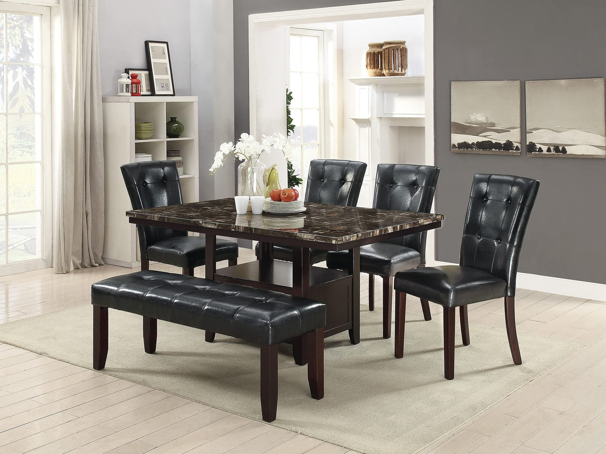 Set of 2 Black Faux Leather Tufted Dining Chairs B11710