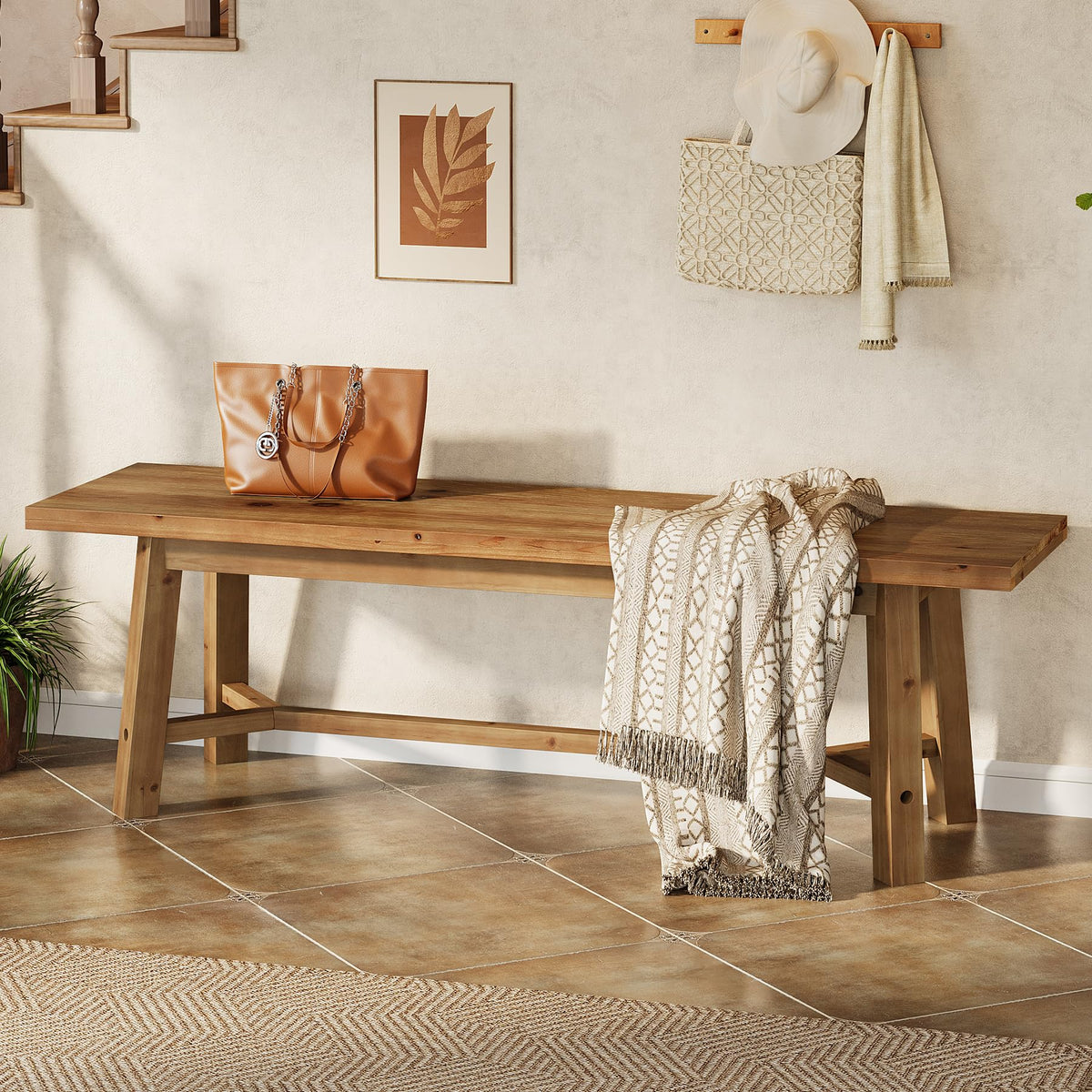 55" Solid Wood Bench S862897