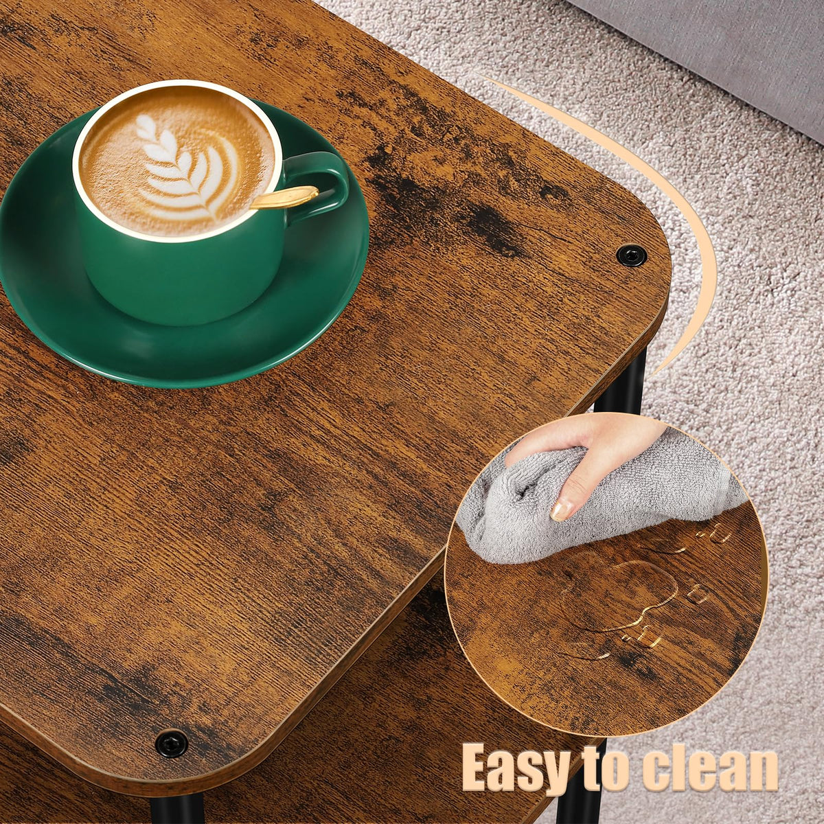 3 Tier Rustic Brown End Table T185249