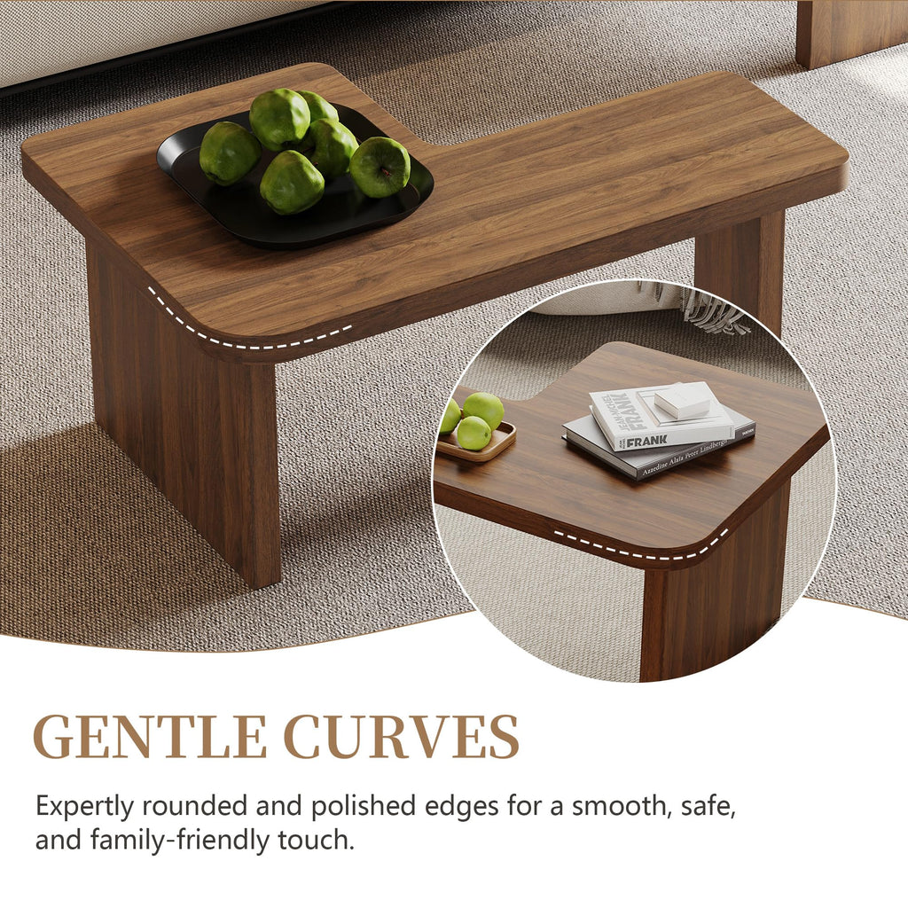 Brown Wooden L-Shape Coffee Table Set of 2 S200328